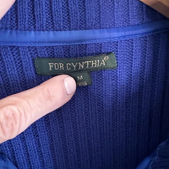 Blue Knit Sweater Quilted Vest Full Zip Front Nautical Preppy Coastal Yacht - Picture 5 of 7